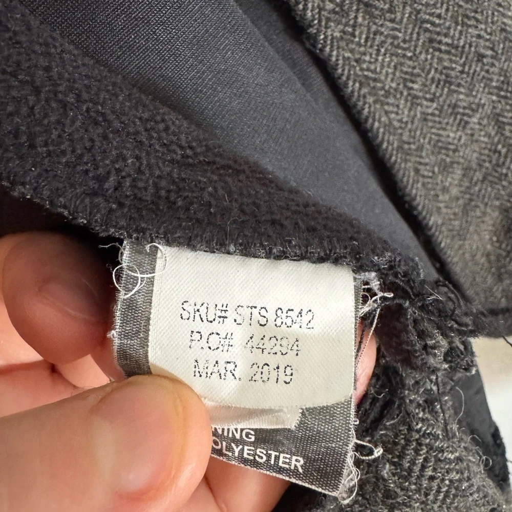 STS Ranch Wear wool blend Men's Gray coat Jacket hidden hood Medium